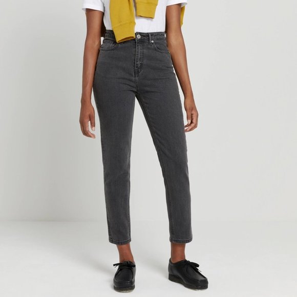 Frank & Oak Denim - Frank and Oak Black Stevie Tapered Leg High Rise Jeans